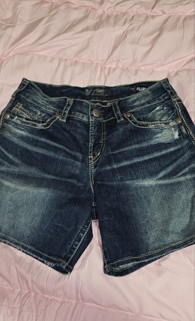 Silver Jean ShortsWashed Dark Blue Denim Women's Shorts